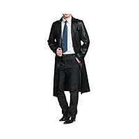 veste en cuir véritable pour homme - longue et épaisse - coupe-vent - doublure thermique - grande taille, ne pas ajouter de polaire, xxl