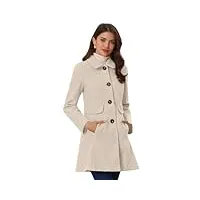allegra k manteau d'hiver mi-long à boutonnage simple pour femmes blanc xs