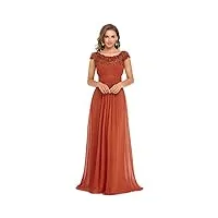 ever-pretty dentelle robe de soirée longue femme taille empire en mousseline demoiselle d'honneur Élégante orange brûlée 42