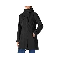 outdoor ventures veste de pluie longue softshell avec capuche pour femme - veste de mi-saison doublée - veste fonctionnelle imperméable coupe-vent - veste de randonnée respirante, noir l