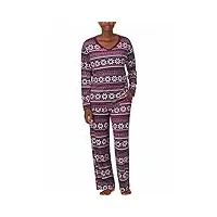 nautica ensemble pyjama 2 pièces en polaire pour femme, purple, l