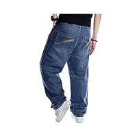 orandesigne bleu foncé pantalons hommes hip hop jeans style hipster baggy jeans rap denim urbain skate jeans jambe droite lâche fit pour les adolescents garçons i m