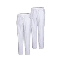 misemiya - pack 2 pcs - pantalon sanitaire unisex - uniformes medicales uniformes sanitaires pantalon de travail - réf 8312 * 2 pcs - 5xl, blanc 21