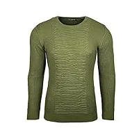 subliminal mode - pull over homme col arrondi chic et tendance tricot hiver en maille chiner bx1881 vert xl