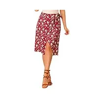 allegra k jupe portefeuille de vacances d'été à imprimé floral pour femmes rouge s