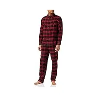 emporio armani ensemble pyjama tissé avec boutons et t-shirt et pantalon, cerise/noir à carreaux, l homme
