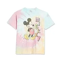 disney characters mickey name young men's short sleeve tee shirt, blu/pnk/ly, small