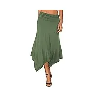 djt jupe plissée évasée évasée à taille élastique pour femme, herbe verte., xl