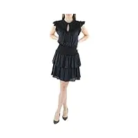 bcbgmaxazria mini robe de cocktail à manches courtes, taille smokée, jupe dégradée, noir, s femme