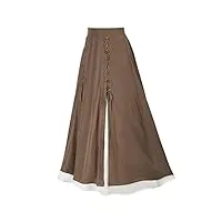 jupe plissée style steampunk médiévale rétro paysanne pour femme marron taille xl, marron