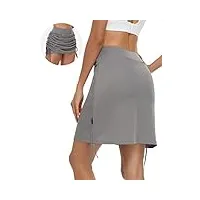 soneven jupes et jupe shorts femme sport golf jupe tennis femme ete avec poches et mini jupe plissées à cordon de serrage réglable courte gris l