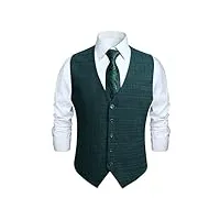 hisdern hommes gilets de costume mariage formel business classique carreaux casual gilet vert l