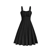 belle poque casuale robe femme printemps-été robe col pêche plissée 0380s22-02 noir m