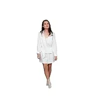 pyjama bio en lin pour femme, haut de salon blanc avec short 3 peace set (s)