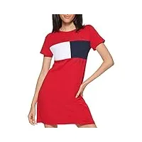 tommy hilfiger shirt – robes d'été à manches courtes en coton pour femme décontractée, rouge écarlate, taille xs