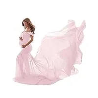 odizli robe de maternité pour séance photo avec épaules dénudées en mousseline, rose, taille unique