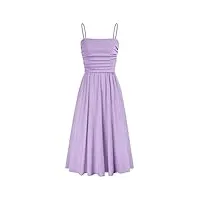 grace karin robes ete bretelles femme taille haute vintage robe trapèze a-line plissée violet -1 m