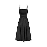 grace karin chic robe a-line plissée femme taille elastique corsage foncée vintage robe plissée ete noir -3 m