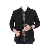 blazer décontracté à trois boutons pour hommes manteaux de sport en sergé coupe slim à revers veste de costume en coton léger outwear (noir,5xl)