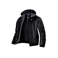 wantdo homme manteaux veste hiver manteau chaud noir(Épais)-n xl