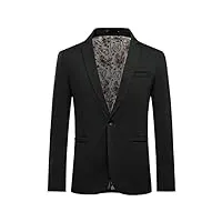 youthup blazer homme veste de costume slim fit un bouton veston blazer homme elégant formel casual décontracté business soirée, noir, xl