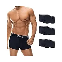 bengal – lot de 12 shorts rétro pour homme, confortables et respirantes, sous-vêtements en coton, boxers basiques (xxl, noir), noir , xxl