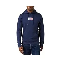 tommy jeans tjm reg essential graphic hoodie dm0dm15006 sweat à capuche, bleu (twilight navy), l homme