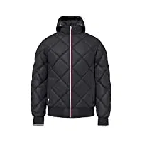 tommy hilfiger doudoune homme diamond quilted hooded jacket en polyester recyclé, noir (black), s