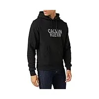 calvin klein distorted logo hoodie k10k110075 sweat à capuche, noir (ck black), s homme