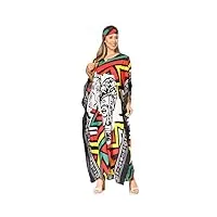 sakkas 2014 - robe caftan caftan décontractée à manches courtes pour femmes mera - kaf1029-blkred - os