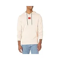 hugo sweat à capuche en jersey avec logo carré coupe régulière sweatshirt, naturel, small homme