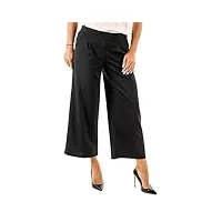 ichi ihkate sus wide pa pantalon en tissu pour femme avec coupe droite et taille élastique, noir (194008), xxl