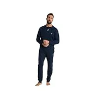 jp 1880 hommes grandes tailles l-8xl pyjama deux pièces, avec pantalon long et t-shirt henley à manches longues bleu nuit 3xl 800377130-3xl