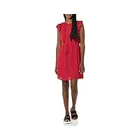 amazon essentials robe droite légère en georgette À col fendu et manches flottantes coupe décontractée femme, rouge framboise, l