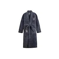 yutcrtip robe de chambre flanelle pyjama polaire avec col châle pour homme peignoir en peluche et douillet (color : grey, size : l)