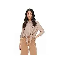 only onllecey ls knot shirt noos wvn blouse, toasted coconut, s femme