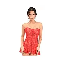 daisy corsets robe corset en dentelle transparente rouge, 6x femme