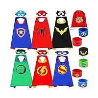 chennyfun capes de super-héros pour enfants, costume de super-héros avec des masques et bracelets, jouets et cadeaux pour anniversaire d'enfant, halloween ou carnaval garcons et filles (6)