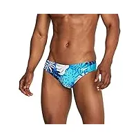 speedo maillot de bain creora highclo imprimé slip, bleu palmier radiance/atoll, 38 homme
