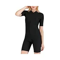 feoya combinaison natation femme manches courtes maillot de bain une pièces sport combishort de bain séchage rapide noir s