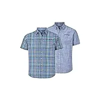 jan vanderstorm homme lot de 2 chemises dankward bleu 6xl (xxxxxxl) - 53/54