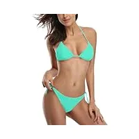 shekini classique femme maillots de bain deux pièces halter réglable bikini femme 2 pièces triangle taille basse ruched bas de bikini de plage (m,vert)