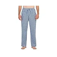 lapasa pantalon de pyjama homme 100% coton léger bas de pyjama à carreaux vêtements de nuit & de détente maison m38 bleu & blanc à carreaux l