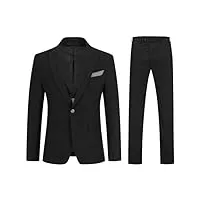youthup costume homme formel 4 pcs tuxedo slim fit costume business d'affaire un bouton double fentes peak lapel(blazer pantalon gilet pochette), noir, l