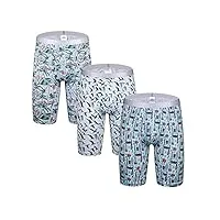 nuofengkudu hommes lot pack de 3 et 4 boxers caleçons brief long doux coton stretch sports sous-vêtements culotte underpants (l, 3 pack-motifs)
