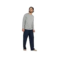 lapasa ensemble de pyjama homme haut et pantalon polycoton uni doux et léger m100 haut gris clair + pantalon bleu marine l