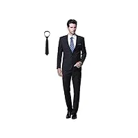 cloudstyle costume homme formel mariage de couleur uni un bouton à la mode slim fit avec cravate noir s