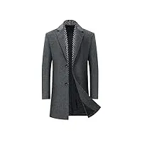 youthup manteau homme en laine d'hiver mi-longue avec une Écharpe amovible caban coat business chaud, gris foncé, l