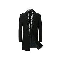 youthup manteau homme en laine d'hiver mi-longue avec une Écharpe amovible caban coat business chaud, noir, l