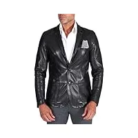 d'arienzo blazer veste cuir noir homme blouson élégante agneau cuir véritable made in italy luke 54/xxl/noir